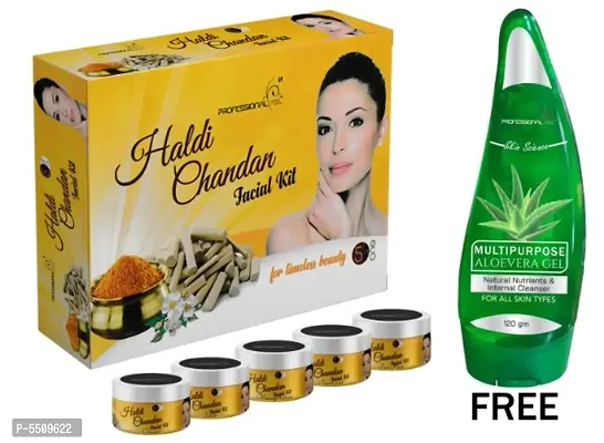 Professional Feel HALDI CHANDAN Facialkit (250g) With Aloevera Gel (120g) Pack Of 2