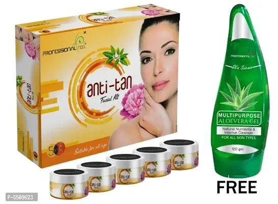 Professional Feel ANTI(D)-TAN Facialkit (250g) With Aloevera Gel (120g) Pack Of 2-thumb0