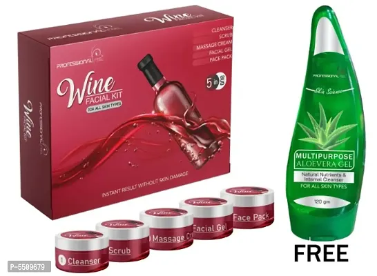 Professional Feel WINE Facialkit (250g) With Aloevera Gel (120g) Pack Of 2-thumb0