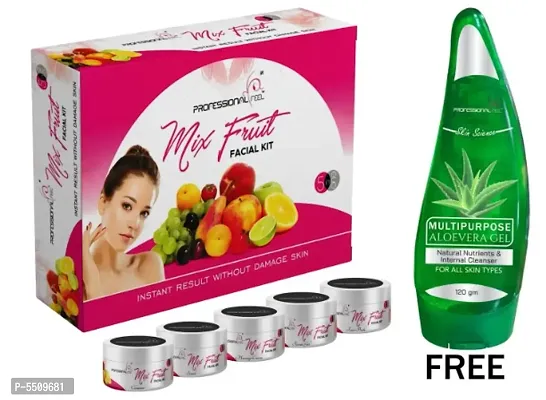 Professional Feel MIX FRUIT Facialkit (250g) With Aloevera Gel (120g) Pack Of 2