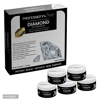 Professional Feel Diamond Facialkit 5 In 1 Instant Result Without Skin Damage All Skin Type Mens And Women 150G Skin Care Facial Kits
