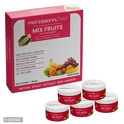 Professional Feel Mix Fruits Facialkit 5 In 1 Instant Result Without Skin Damage All Skin Type Mens And Women 150G Skin Care Facial Kits