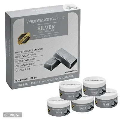 Professional Feel SILVER Facialkit 5 in 1, Instant Result Without Skin Damage, All Skin Type, Mens And Women, (150g)