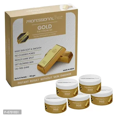 Professional Feel GOLD Facialkit 5 in 1, Instant Result Without Skin Damage, All Skin Type, Mens And Women, (150g)-thumb0