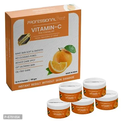 Professional Feel Vitamin C Facialkit 5 In 1 Instant Result Without Skin Damage All Skin Type Mens And Women 150G Skin Care Facial Kits