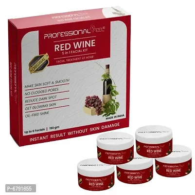 Professional Feel RED WINE Facialkit 5 in 1, Instant Result Without Skin Damage, All Skin Type, Mens And Women, (150g)