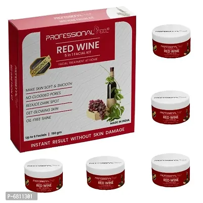 Professional Feel RED WINE Facialkit 5 in 1, Instant Result Without Skin Damage, All Skin Type, Mens And Women, (150g)