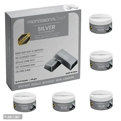 Professional Feel SILVER Facialkit 5 in 1, Instant Result Without Skin Damage, All Skin Type, Mens And Women, (150g)