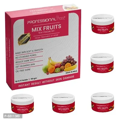 Professional Feel MIX FRUIT Facialkit 5 in 1, Instant Result Without Skin Damage, All Skin Type, Mens And Women, (150g)