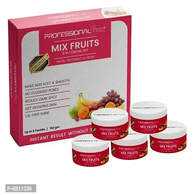 Professional Feel MIX FRUIT Facialkit 5 in 1, Instant Result Without Skin Damage, All Skin Type, Mens And Women, (150g)