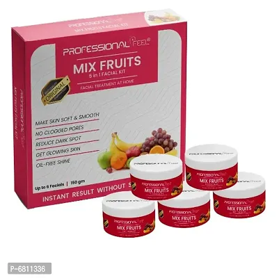 Professional Feel MIX FRUIT Facialkit 5 in 1, Instant Result Without Skin Damage, All Skin Type, Mens And Women, (150g)-thumb0