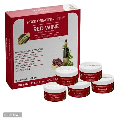 Professional Feel RED WINE Facialkit 5 in 1, Instant Result Without Skin Damage, All Skin Type, Mens And Women, (150g)