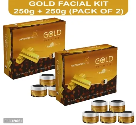Professional Feel Gold Facial Kit | Instant Glow Beauty Facial Kit Pro Active, All Type of Skin Solution for men  women skin glow, fairness (250g+250g)(Pack Of 2)-thumb0