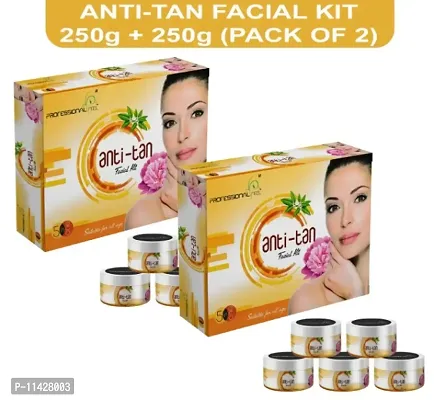 Professional Feel Anti Tan Facial Kit | Instant Glow Beauty Facial Kit Pro Active, All Type of Skin Solution for men  women skin glow, fairness (250g+250g)(Pack Of 2)-thumb0