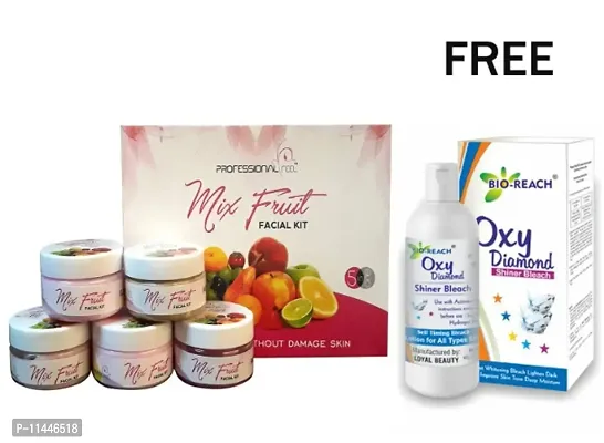 Professional Feel Mix Fruit Beauty Parlour Facial Kit (250g) For Women  Men All Type Skin Solution WITH Diamond Face Shiner And Bleach (Pack Of 2)