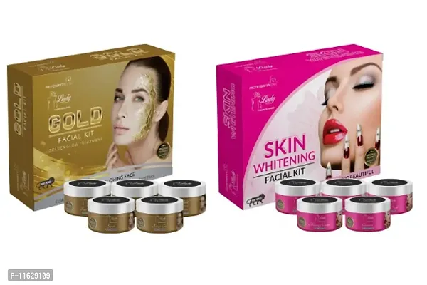 Blu Lady Gold + Skin Whitening Facial Kit (275g+275g) With Face Massager (Pack 2)