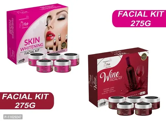 Blu Lady Skin Whitening + Wine Facial Kit (275g+275g) With Face Massager (Pack 2)
