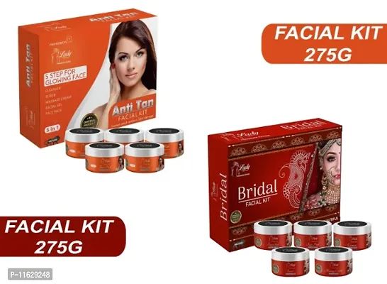 Blu Lady Anti Tan + Bridal Facial Kit (275g+275g) With Face Massager (Pack 2)