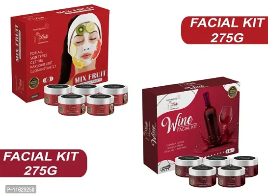 Blu Lady Mix Fruit + Wine Facial Kit (275g+275g) With Face Massager (Pack 2)