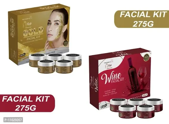 Blu Lady Gold + Wine Facial Kit (275g+275g) With Face Massager (Pack 2)