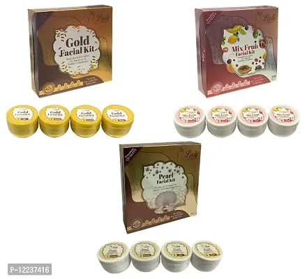 Blu Lady Gold+Mix Fruit+Pearl Facial Kit (300g)(Pack 3)