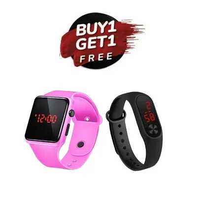 Digital Silicone Strap Watch New Stylish LED + Band Watch Pack of 2 (Buy 1 Get 1 Free)