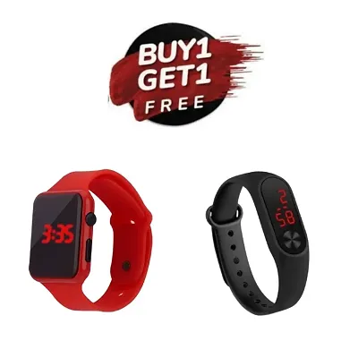 Digital Silicone Strap Watch New Stylish LED + Band Watch Pack of 2 (Buy 1 Get 1 Free)