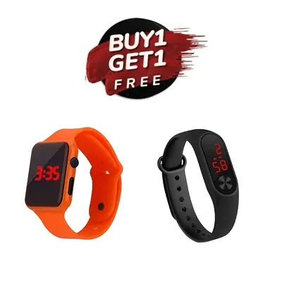 Digital Silicone Square Led Band  M2 Black Led Display Wrist Watch For Kids Digital Led Watch For Boys  Girls (Pack of 2) BUY 1 GET 1 FREE.