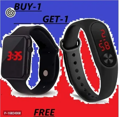 Digital Square LED Watch With Unique Band Wrist Watch For Girls  Boys (Combo of 2) BUY 1GET 1 FREE.-thumb0