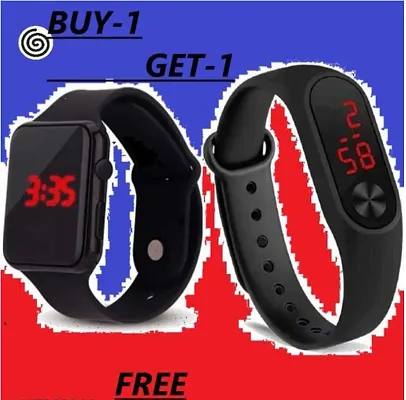 Digital Square LED Watch With Unique Band Wrist Watch For Girls  Boys (Combo of 2) BUY 1GET 1 FREE.