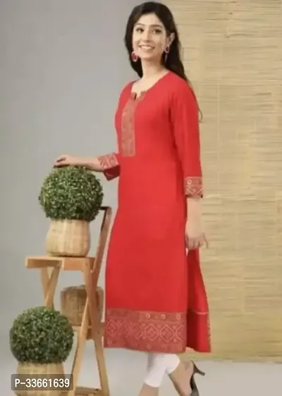 Stylish Red Rayon Kurta For Women-thumb0