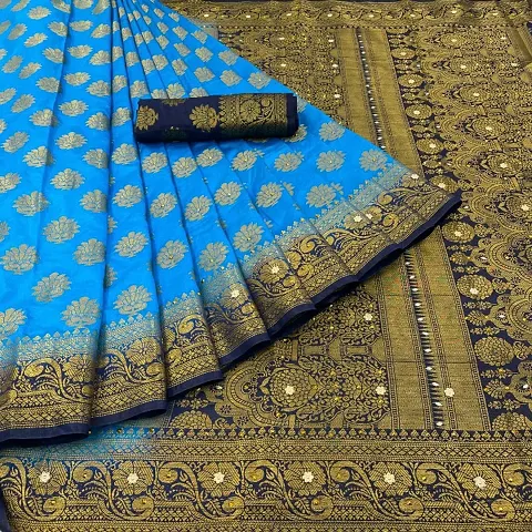 Banarasi Jacquard Art Silk Sarees with Blouse Piece