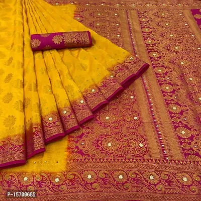 BANARASI SILK SAREE WITH BLOUSE PIECE WITH HEAVY DIAMOND WORK