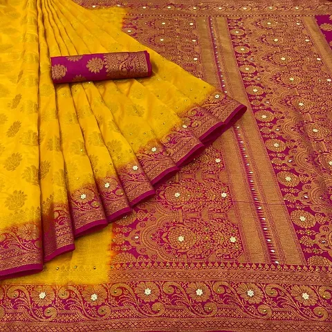 Banarasi Jacquard Art Silk Sarees with Blouse Piece