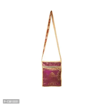 Lal Haveli Taj Mahal Brocade Print Hippie Cross Body Shoulder Bag Girls Ladies Women's Day Gift 10 X 15 Inches-thumb0