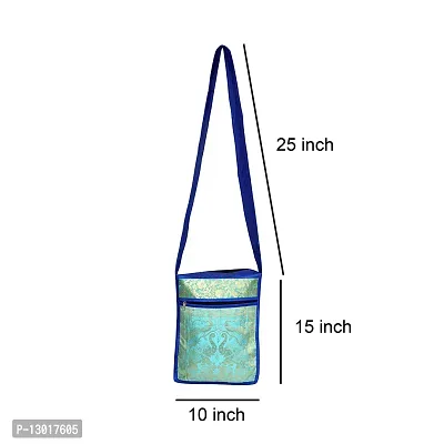 Lalhaveli Women's Elegant Peacock & Elephant Work Design Boho Sling Bag (Blue, 10 X 15 Inches)-thumb5