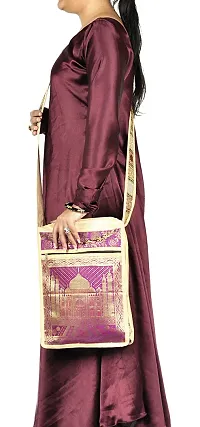 Lal Haveli Taj Mahal Brocade Print Hippie Cross Body Shoulder Bag Girls Ladies Women's Day Gift 10 X 15 Inches-thumb2