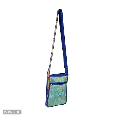 Lalhaveli Women's Elegant Peacock & Elephant Work Design Boho Sling Bag (Blue, 10 X 15 Inches)-thumb2