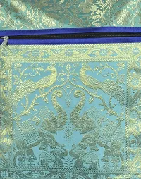 Lalhaveli Women's Elegant Peacock & Elephant Work Design Boho Sling Bag (Blue, 10 X 15 Inches)-thumb3