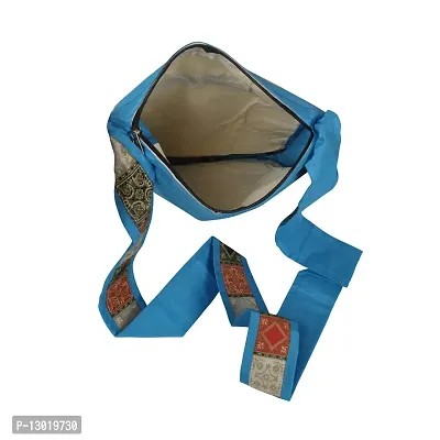 Lalhaveli Shoulder Handbag Women Cross body Bag Elephant & Peacock Design Brocade Silk Purse Pouch (Turquoise)-thumb4