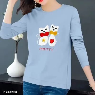 Trendy Attractive Cotton Regular Long Sleeves Tees for Women-thumb0