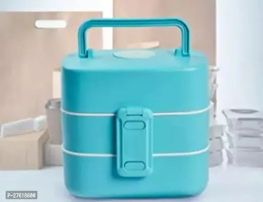 Double Layer Airtight Square Lunch Box with Handle