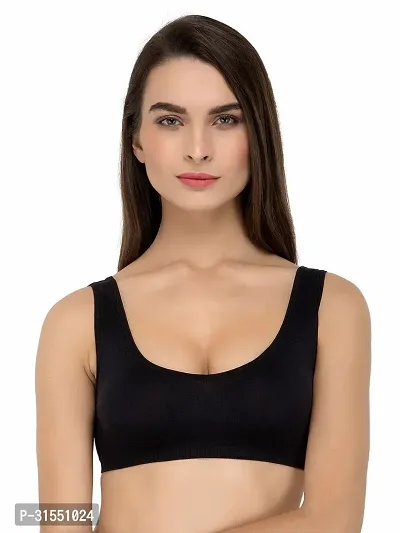 Stylish Black Cotton Blend Solid Bra For Women Pack Of 1-thumb0