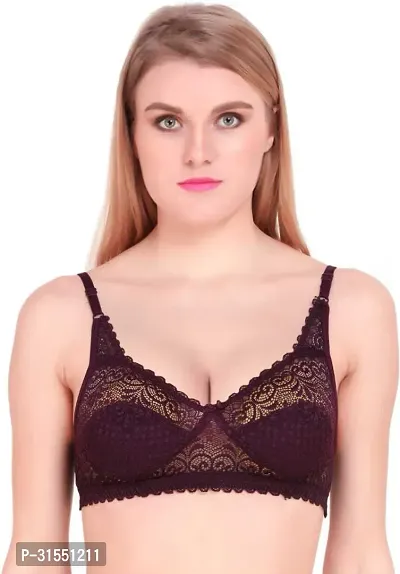 Stylish Purple Cotton Blend Solid Bra For Women Pack Of 1-thumb0