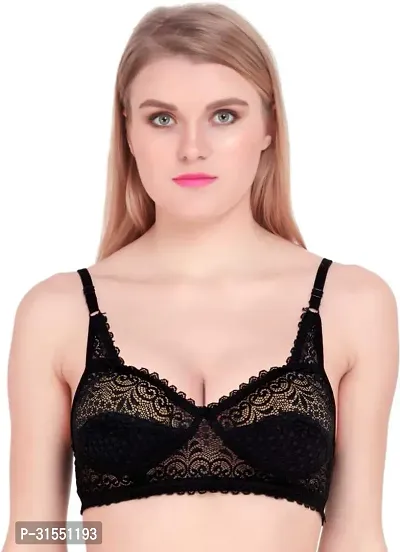 Stylish Black Cotton Blend Solid Bra For Women Pack Of 1-thumb0