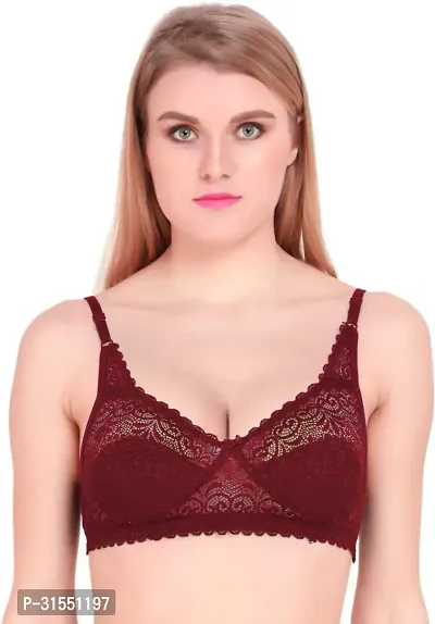 Stylish Maroon Cotton Blend Solid Bra For Women Pack Of 1-thumb0