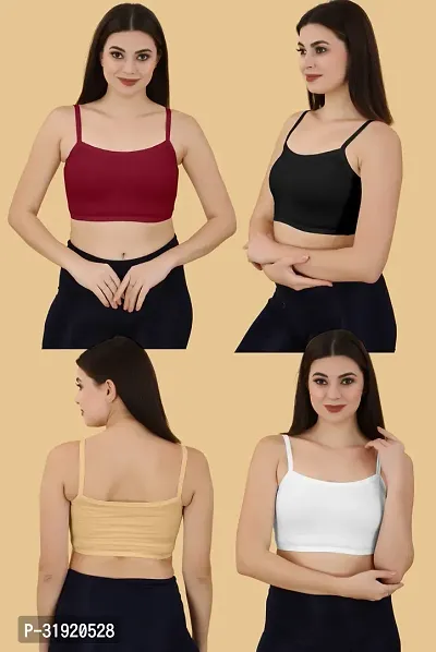 Stylish Multicoloured Cotton Blend Everyday Bra For Women Pack Of 4-thumb0