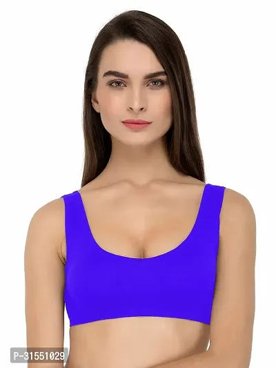 Stylish Blue Cotton Blend Solid Bra For Women Pack Of 1