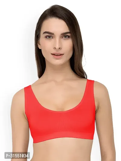 Stylish Red Cotton Blend Solid Bra For Women Pack Of 1-thumb0