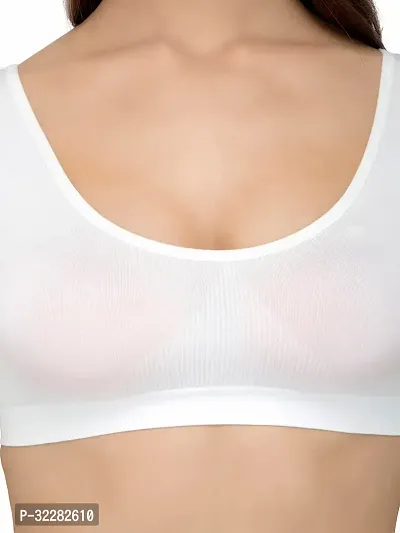 Stylish White Cotton Blend Solid Bras For Women-thumb0